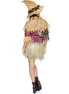 Vogelscheuche (Frau), Kostüm-Kleid, 3/4-lange Ärmel, Lumpen, schottisch-kariertes Muster